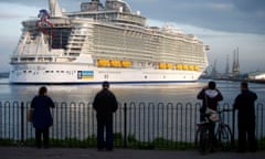 The world’s largest cruise ship, MS Harmony of the Seas, arrives in Southampton port for her maiden voyage in 2016.