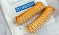 Greggs vegan sausage rolls on paper bag