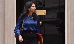 Suella Braverman leaves Downing Street after the weekly cabinet meeting.