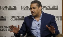 Mohamed Fahmy speaks to journalists at London’s  Frontline Club on 7 October before flying back home to Canada.