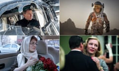 Daniel Craig in Spectre; Matt Damon in The Martian; Cate Blanchett in Carol; and Jafar Panahi’s Taxi Tehran.