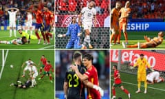 From top left: Own goals from Italy's Riccardo Calafiori v Spain, Switzerland's Fabian Schaer v Scotland, Netherland's Donyell Malen v Austria, Turkey's Samet Akaydin v Portugal, Spain's Robin Le Normand v Georgia, Czech Republic's Robin Hranac v Portugal.