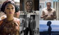 Composite of films/tv shows for black history month: Hidden Figures, Get Out, Madiba, Moonlight and I am Not Your Negro