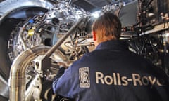 Rolls-Royce worker with the company's MT30 engine