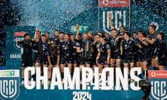 Glasgow Warriors celebrate after their victory against the Bulls in the United Rugby Championship final.