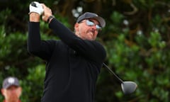 Phil Mickelson tees off at the 3rd hole at St Andrews on his way to a first-round 72