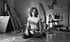black and white photo of syd barrett seated in lotus position