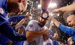BESTPIX - Milwaukee Brewers v Chicago Cubs<br>CHICAGO, IL - SEPTEMBER 22: The Chicago Cubs celebrate with Jake Arrieta #49 on his 20th win of the season against the Milwaukee Brewers at Wrigley Field on September 22, 2015 in Chicago, Illinois. The Chicago Cubs won 4-0. (Photo by Jon Durr/Getty Images) *** BESTPIX ***