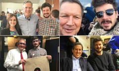 Composite of Lee Glendinning with Jeb Bush and Adam Gabbatt, John Kasich with Adam Gabbatt, Rick Santorum with Adam Gabbatt and Jim Gillmore with Adam Gabbatt