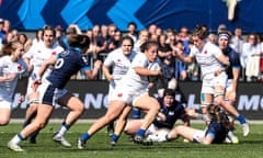 Assia Khalfaoui carries the ball for France during a dominant display in Vannes.
