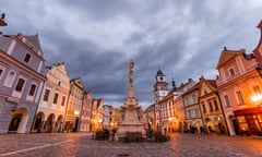 Masaryk square in the old town of Trebon, Czech Republic.<br>2HGG0N3 Masaryk square in the old town of Trebon, Czech Republic.