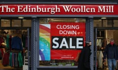 The Edinburgh Woollen Mill shop in Shrewsbury advertising its closing-down sale in December.