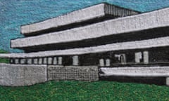 A detail from one of designer Laura Lee’s embroidery postcards of modernist Edinburgh.