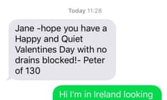 Sewer far so good<br>I wasn’t expecting any valentine’s messages this year, let alone this one from my neighbour’s nephew. Who knows, maybe next year things will be coming up roses thanks to the impromptu fertilisation of my garden.