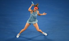 Maria Sharapova in action during her victory over Caroline Wozniacki in the third round of the Australian Open. 