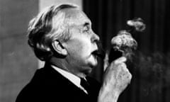 Harold Wilson smokes his pipe