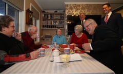 Prime Minister Scott Morrison during a residential care visit in Canberra.