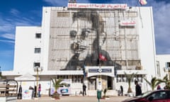 A portrait of Mohamed Bouazizi in his home town of Sidi Bouzid