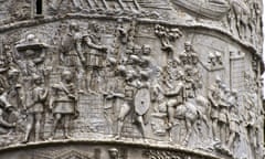 A detail of Trajan's column in Rome, showing the triumph of the emperor after the first campaign against the Dacians. Amanda Claridge suggested that the spiralling frieze was added to an originally plain shaft only after Trajan’s death.