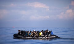 Small Boat Migrant Crossings Are At Record Levels For Early Part Of 2024<br>DOVER, ENGLAND - MARCH 06: An inflatable dinghy carrying around 65 migrants crosses the English Channel on March 06, 2024 in Dover, England. According to official figures 401 migrants arrived in the UK by small boat on Monday, the busiest day of the year so far for Channel crossings. This brings the provisional total number of UK arrivals so far this year to 2,983. Government data indicates this is more than the 2,953 logged this time last year and surpasses the running totals documented between January 1 and March 4 each year since current records began in 2018. (Photo by Dan Kitwood/Getty Images)