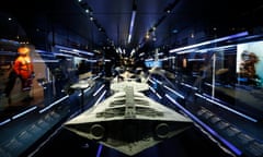 starships from the Star Wars film series on display at the MAK museum in Vienna.