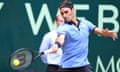 Roger Federer defeated Karen Khachanov 6-4, 7-6 (5) to reach the Gerry Weber Open final in Halle, where he will play Alexander Zverev.