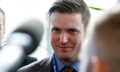 Richard Spencer, a leader and spokesperson for the so-called “alt-right” movement, speaks to the media at the Conservative Political Action Conference (CPAC) in National Harbor, Maryland, U.S., February 23, 2017.      REUTERS/Joshua Roberts