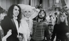 Carol Channing, centre, at NBC’s Burbank Studios with Ringo Starr, taping a segment for Rowan and Martin’s Laugh-In in 1970. Channing performed at Super Bowl IV and VI.