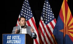 US-VOTE-POLITICS-ELECTION-ARIZONA<br>US Representative Ruben Gallego (D-AZ) speaks during a campaign event with former US President Barack Obama, US Senator Mark Kelly and Democratic Gubernatorial candidate for Arizona Katie Hobbs, in Phoenix, Arizona, on November 2, 2022. (Photo by Patrick T. FALLON / AFP) (Photo by PATRICK T. FALLON/AFP via Getty Images)