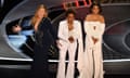 ‘Cheaper than hiring one man’ … Amy Schumer, Wanda Sykes and Regina Hall host the 2022 Oscars. 