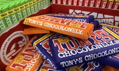 Tony's Chocolonely bars in  a variety of flavours