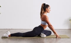 Shona Vertue demonstrates pigeon pose