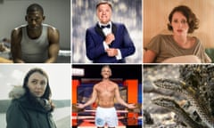 Composite image showing (clockwise from top left) Malachi Kirby, Ed Balls, Phoebe Waller-Bridger, Keeley Hawes, Gary Lineker and those snakes