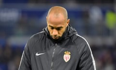 FBL-FRA-LIGUE1-LYON-MONACO<br>Monaco's French head coach Thierry Henry reacts during the French L1 football match between Lyon (OL) and Monaco (ASM) on December 16, 2018, at the Groupama Stadium in Decines-Charpieu near Lyon, central-eastern France. (Photo by ROMAIN LAFABREGUE / AFP)ROMAIN LAFABREGUE/AFP/Getty Images