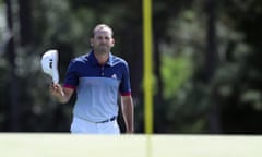 Sergio García of Spain walks to the 18th green during the second round of the 2017 Masters