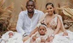 Usain Bolt and his partner, Kasi Bennett, posted photographs of themselves with their one-year-old sister, Olympia Lightning, and the twin boys.