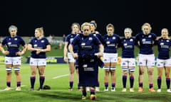 Scotland’s players lay down a shirt to pay tribute to teammate Siobhan Cattigan
