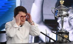 Tennis Australian Open 2018 - press conference<br>epa06432416 US tennis player Billie Jean King speaks at a media conference ahead of the Australian Open tennis tournament at Melbourne Park in Melbourne, Australia, 12 January 2018. The Australian Open starts on 15 January.  EPA/JULIAN SMITH  AUSTRALIA AND NEW ZEALAND OUT