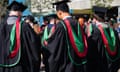 Students at a graduation ceremony at Aberystwyth university