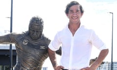 Johnathan Thurston at the unveiling of his statue in Townsville in February