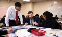 Rishi Sunak visits a secondary school in London in January.