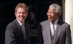 Tony Blair and Nelson Mandela outside No 10 Downing Street on 10 July 1997.