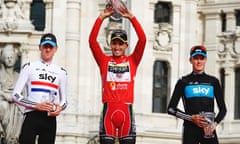 Chris Froome has been named the official winner of the 2011 Vuelta after Juan José Cobo (centre) was found ‘guilty of an anti-doping violation’.