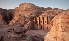 The monastery Ad Deir carved out of stone in the evening light, Petra, UNESCO world herritage, Wadi Musa, Jordan, Middle East, A<br>DHHXC2 The monastery Ad Deir carved out of stone in the evening light, Petra, UNESCO world herritage, Wadi Musa, Jordan, Middle East, A