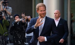 Prince Harry leaving the high court after giving evidence