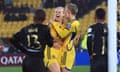 Sweden's Amanda Ilestedt celebrates after scoring the winning goal against South Africa.