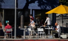 Minimum wage hike in West Hollywood, CA, Santa Monica Boulevard, West Hollywood, California, United States - 04 Nov 2021<br>Mandatory Credit: Photo by Gina Ferazzi/Los Angeles Times/REX/Shutterstock (12590627f) Patrons enjoy the outdoor seating at the Go Get em Tiger cafe on November 4, 20201 on in West Hollywood, California. Cafe workers will soon be able to take advantage of the increase in minimum wage in West Hollywood.(Gina Ferazzi / Los Angeles Times) Minimum wage hike in West Hollywood, CA, Santa Monica Boulevard, West Hollywood, California, United States - 04 Nov 2021