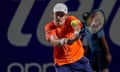 Alex de Minaur returns a shot to Casper Ruud in the final of the Mexican Open