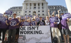 Protesters against quantitative easing outside the Bank of England in 2016