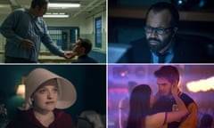 Composite image showing (clockwise from top left) Mindhunter, Westworld, The Handmaid's Tale and Riverdale
